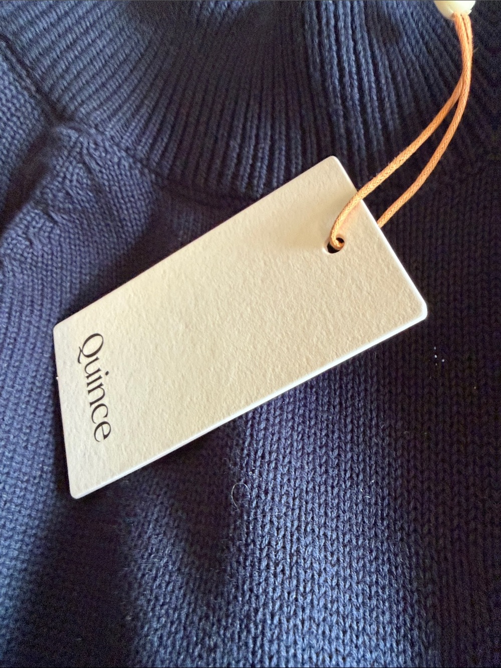 Quince Organic Cotton Mock Neck Sweater navy Size Large 713 - Picture 4 of 4